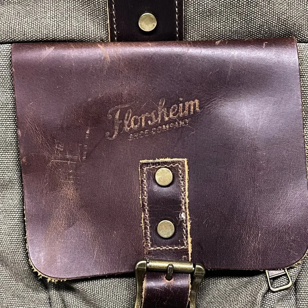 Florsheim Vintage Style Messenger Bag Briefcase Canvas and Leather